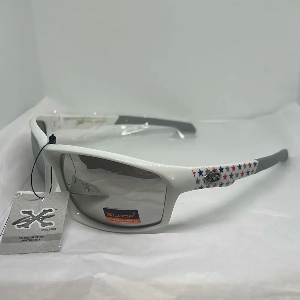 XLoop Patriotic Sunglasses – Mirrored Lens, UV Protection, Red White & Blue Star